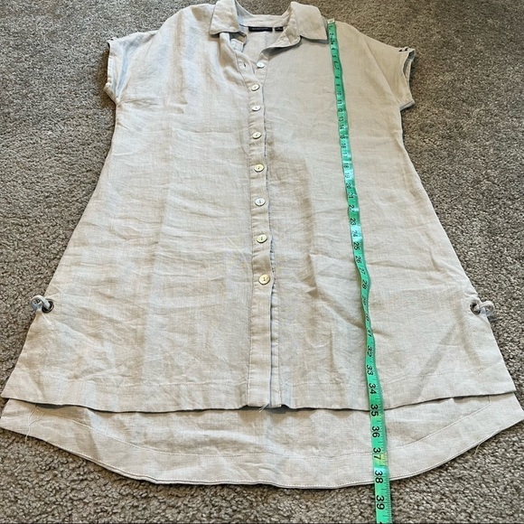 Gordon Smith linen button front tie back tunic top size 12 gray lagenlook - Picture 9 of 10